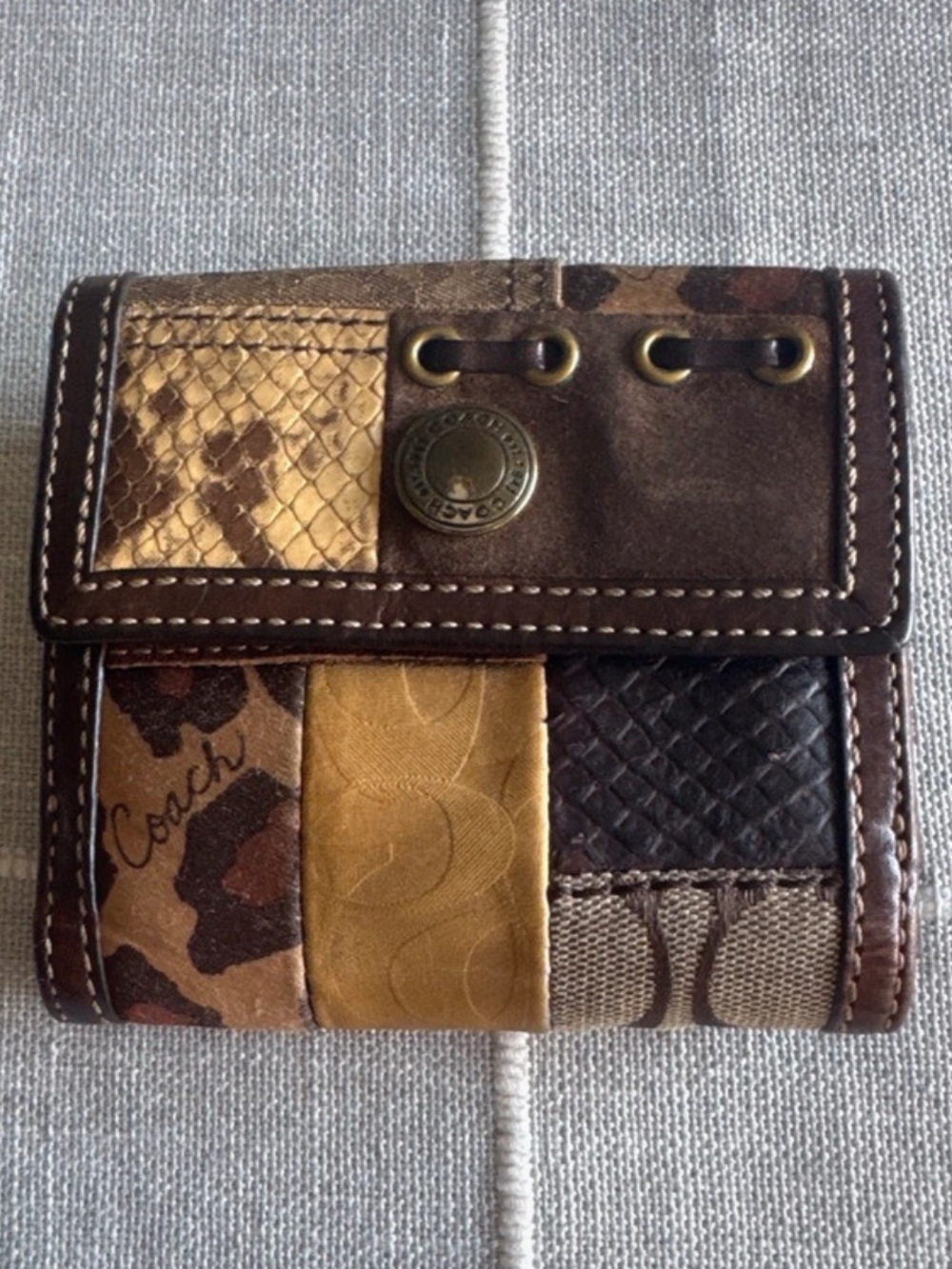 Vintage Coach Madras Patchwork Bifold Wallet with Coin Section | Authentic Y2K
